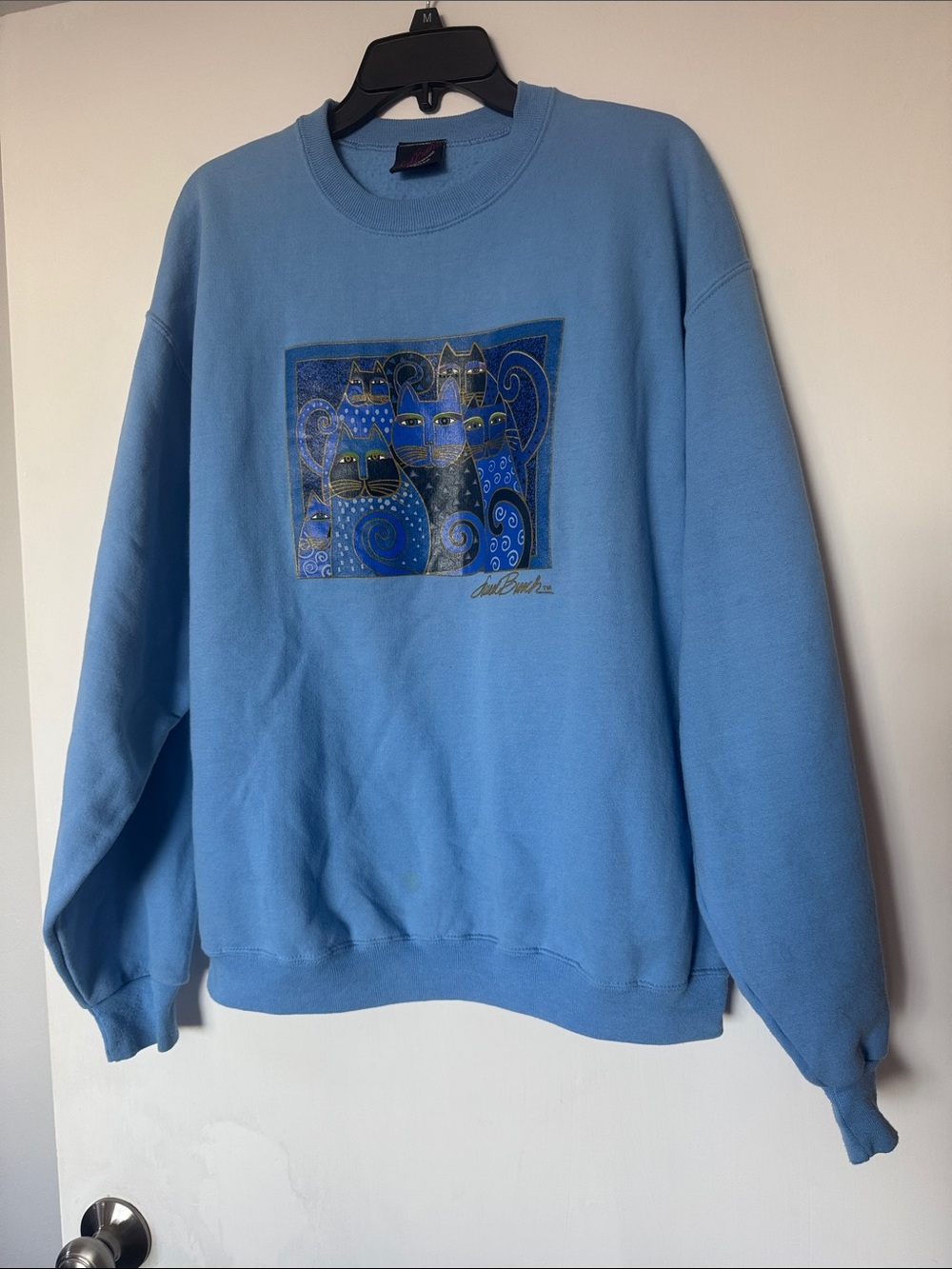 VTG Laurel Burch Cat Print Crew Neck Pullover Sweatshirt